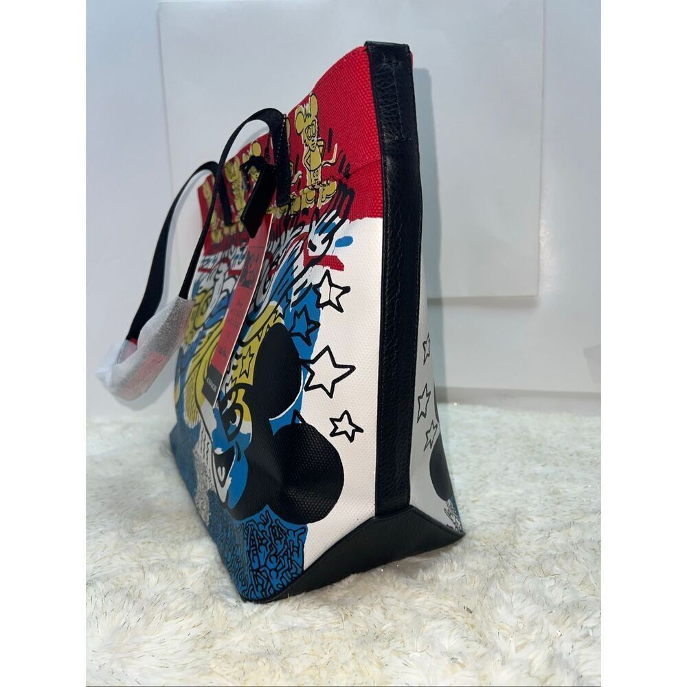 🔥🎁Nwt! Coach Disney Mickey Mouse Keith Haring Canvas Tote 38 Msrp:$350.00 - Picture 3 of 10